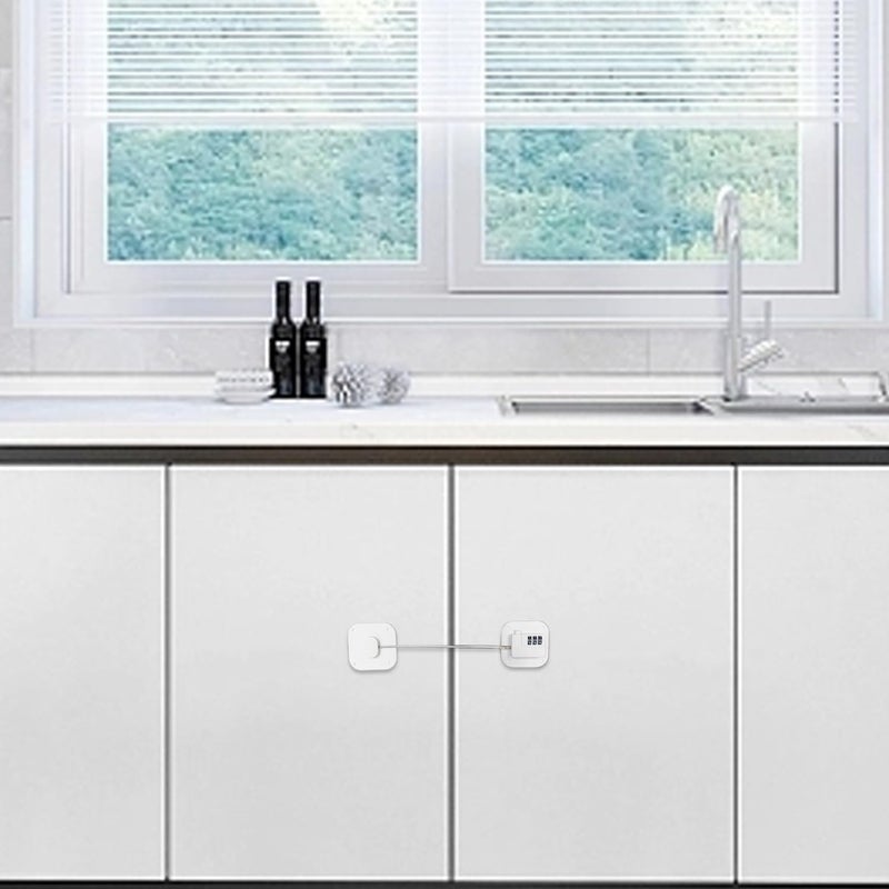 FKTUV Cabinet Locks with Combination,Drawer Lock,Child Proof Refrigerator Lock,Child Safety Locks for Cabinets (White 4pcs) - Image 3